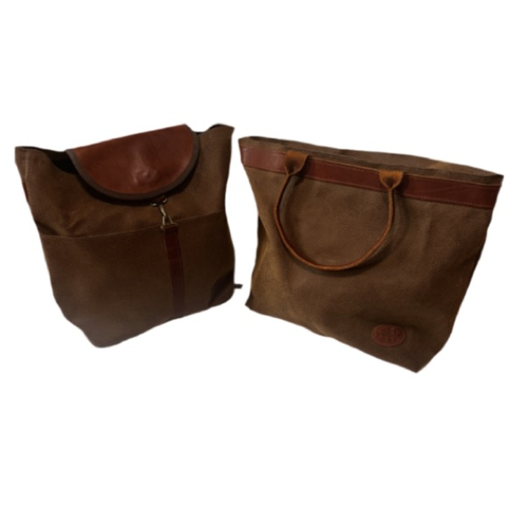 Brown Leather Textured Backpack with Flap Closure